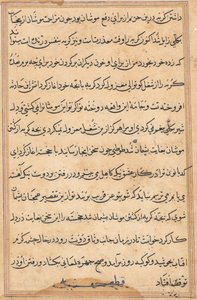 Stránka z Příběhů papouška Tuti-nama: textová stránka, c. 1560. od Unbekannt