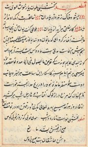 Stránka z Příběhů papouška Tuti-nama: textová stránka, c. 1560. od Unbekannt