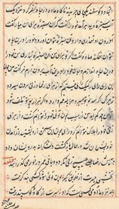 Stránka z Příběhů papouška Tuti-nama: textová stránka, c. 1560. od Unbekannt