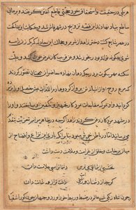 Stránka z Příběhů papouška Tuti-nama: textová stránka, c. 1560. od Unbekannt