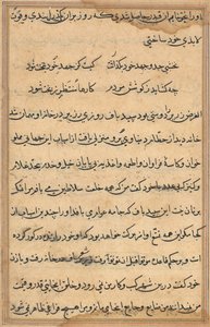 Stránka z Příběhů papouška Tuti-nama: textová stránka, c. 1560. od Unbekannt