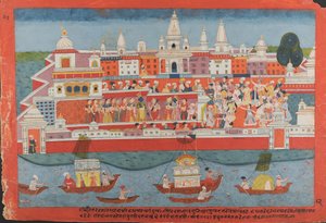 Stránka z rozptýleného rukopisu Bhagavata Purana Život Krišny, ca. 1775. od Unbekannt