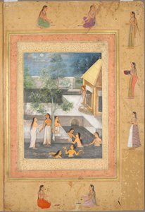 Stránka z alba Late Shah Jahan: Harem Night-Bathing Scene, c. 1653. od Unbekannt