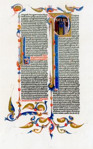 Strana textu s iluminovaným počátečním písmenem, 14. století od Unbekannt