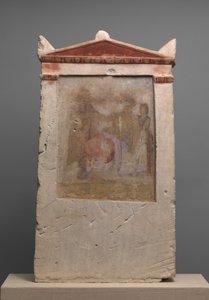 Malovaná vápencová pohřební stéla se ženou při porodu, konec 4.-začátek 3. století před naším letopočtem. od Unbekannt