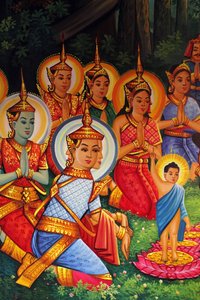 Obraz zobrazující Buddhovy narozeniny (Wesak) ve Wat Than Phnom Penh Cambodge od Unbekannt
