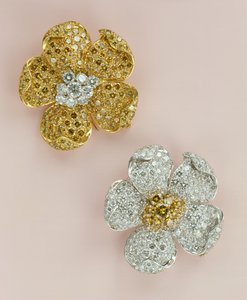 Pár broží s květy (diamant) od Unbekannt