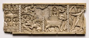 Panel z rakve se scénami z Courtly Romances, 1330-1350 nebo novější. od Unbekannt