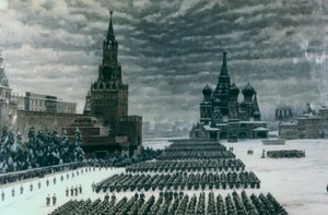 Průvod na Rudém náměstí, prosinec 1947, Moskva, Rusko od Unbekannt