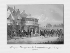 Přehlídka pluku Chevalier Guard v paláci Cottage v parku Alexandria v Peterhofu, 185 od Unbekannt