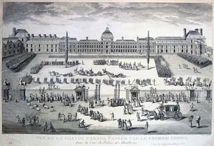 Přehlídka vojsk během Grand Parade, palác Tuileries, 19. století od Unbekannt
