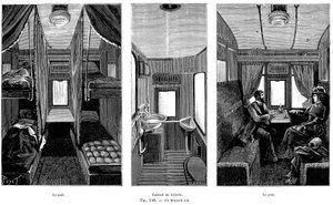 Část francouzského železničního lůžkového vozu s osvětlením, 1890 od Unbekannt