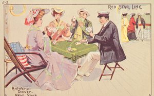 Cestující hrají karty na palubě lodi Red Star, 1907. od Unbekannt