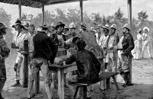 Vyplácení západoindických dělníků, 1888 od Unbekannt