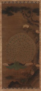 Páv, pivoňky a borovice, období Edo, 1615-1868. od Unbekannt