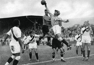 Olympijský fotbalový tým Perus v akci, olympijské hry v Berlíně, 1936 od Unbekannt