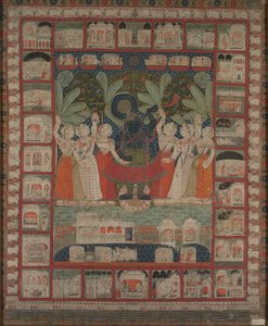 Pichvai zeď visící s uctíváním Shri Nathaji, 1825-1850. od Unbekannt