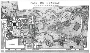Plán parku Monceau, Paříž, 1778, 1885 od Unbekannt
