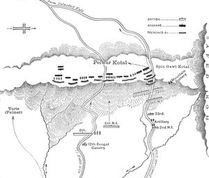 Plán útoku na Peiwar Kotal 2. prosince 1878, c1880 od Unbekannt