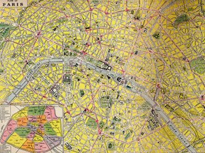 Plán Paříže - centrální čtvrť města světla, c 1930 od Unbekannt