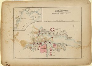 Plán Sevastopolu s jeho silnicí a opevněním, c. 1858 od Unbekannt