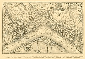 Plán Westminsteru. Z Nordens Survey, pořízené v Queen Elizabeths Reign, 1593, 1881. od Unbekannt