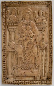 Deska s trůnící pannou a dítětem, karolínská, 850-875. od Unbekannt