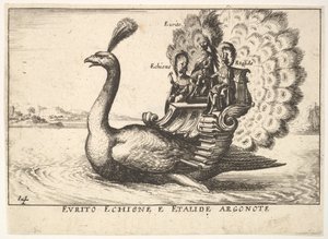 Talíř 14: Argonauti Eurytus, Echion a Aethalides Eurito Echione e Etalide Argonote..., 1664. od Unbekannt