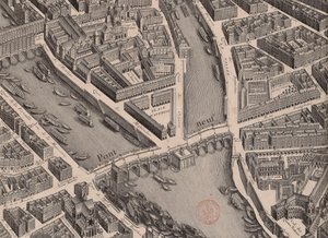 Pont Neuf. Mapa Paříže, řekl Turgot, 1739. od Unbekannt