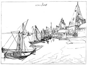 Antverpský přístav v roce 1520 od Unbekannt