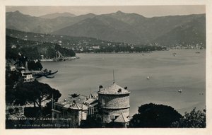 Portofino - Castello Brown a panorama zálivu Tigullio, c1900. od Unbekannt