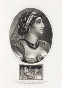 Portrait de Cleopatre (Thea Philopator, 69-30 avant JC), s nástupem syna na scénu sur le trone d