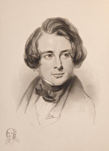 Portrét Charlese Dickense. Náčrt Dickensovy sestry Fanny, vlevo dole, 1842. od Unbekannt