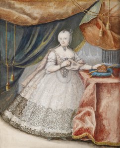 Portrét císařovny Marie Terezie Rakouské 1717-1780 v dlouhých krajkových šatech, c. 1740 od Unbekannt