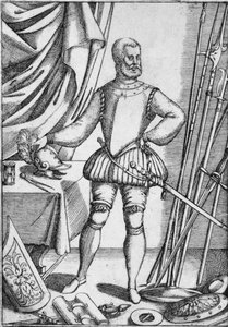 Portrét Giacoma Di Grassiho, ukazující zbraně, jejichž používání učil své žáky, 1575, 1936 od Unbekannt