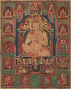 Portrét Jannatapy, kterého se zúčastnili lamové a Mahasiddhové, ka. 1350. od Unbekannt