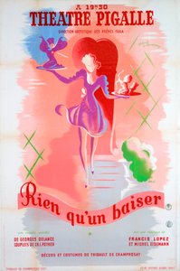 Plakát pro Just a Kiss, v Théâtre Pigalle, Paříž, 20. století