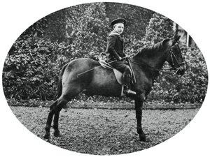 Princ Albert Windsor ve věku šesti let, sedící na koni, 1902 od Unbekannt