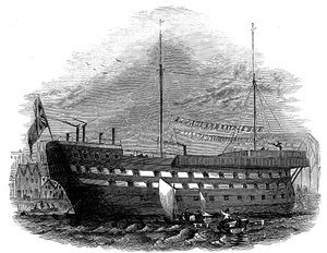 Prison Hulk Warrior ve Woolwichi, Londýn, 1848 od Unbekannt