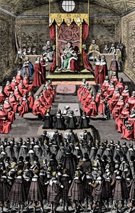 Královna Alžběta I. v parlamentu, 16. století, c1902-1905 od Unbekannt