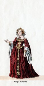 Královna Katharine, návrh kostýmů pro Shakespearovu hru, Jindřich VIII., 19. století od Unbekannt