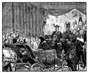 Queen Victoria otevírá Blackfriars Bridge, Londýn, 1869 od Unbekannt