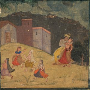 Rádha a Krišna chyceni v bouři, kolem 1615-1620. od Unbekannt