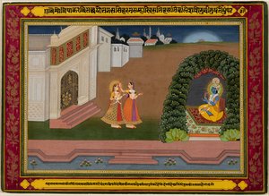 Radhas Confidante ji přivádí ke Krišnovi, c. 1790-1800. od Unbekannt