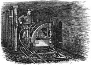 Stroj na řezání uhlí namontovaný na kolejích, 1864 od Unbekannt
