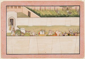 Ramas Brothers Bharata a Shatrughna vyrazili z Ajodhya najít Rama a Lakshmana..., 1775-80. od Unbekannt