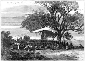 Čtení ultimáta na březích Tugely, válka Zuluů na jihu, 1879 od Unbekannt