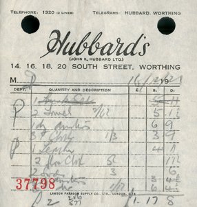 Potvrzení z obchodního domu Hubbards, 1921. od Unbekannt