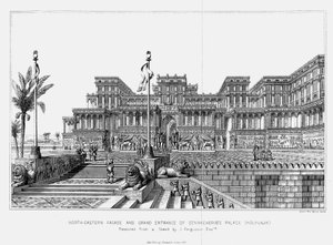 Rekonstrukce severovýchodní fasády paláce Sennacheribs Kouyunjik, Assyrian, 1853 od Unbekannt