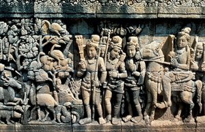 Reliéf zobrazující scénu ze sútry, Barabudur, Java, c750-850 od Unbekannt